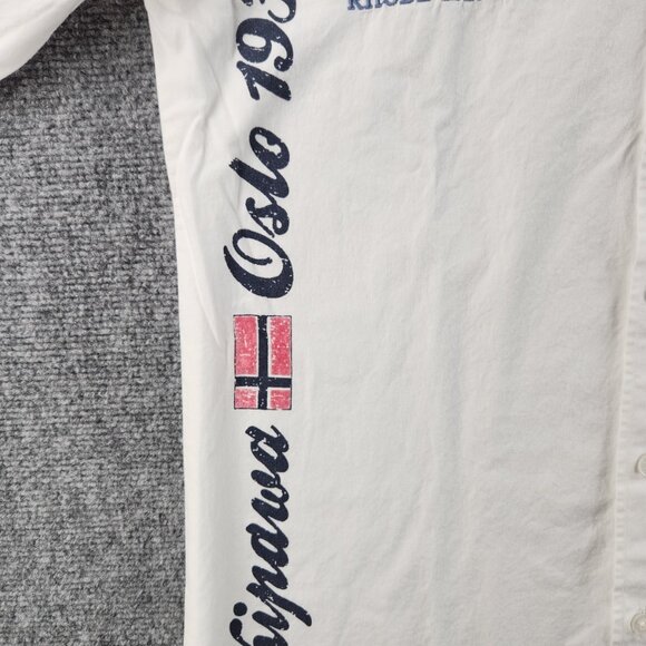 Paul & Shark Cotton Graphic Print Button-Down Medium White Shirt Men Long Sleeve - Picture 4 of 16